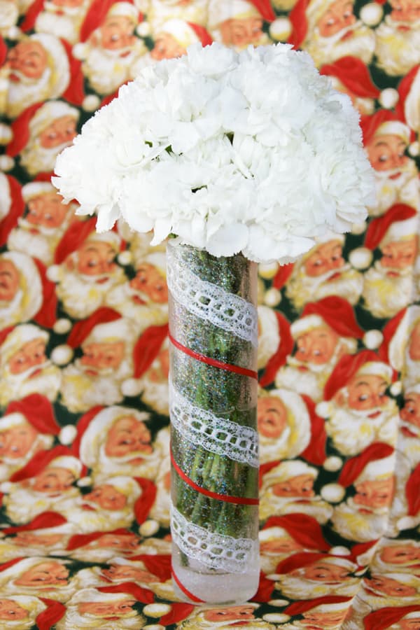 Easy festive ribbon holiday vase