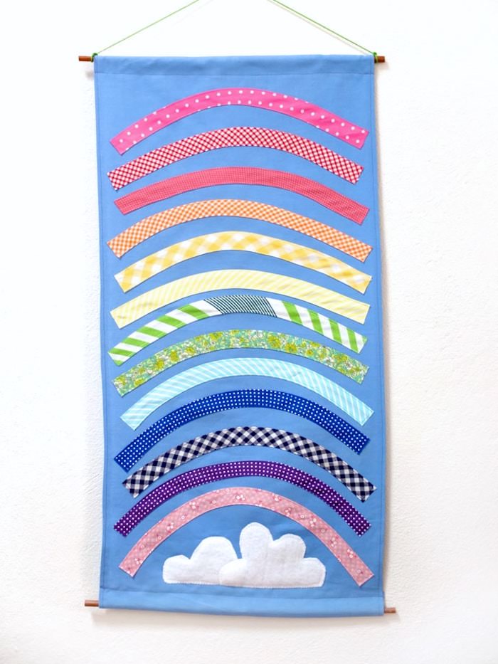 sewn rainbow wall hanging