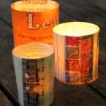 decoupage candle holders using old glasses and book pages