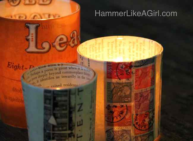 modge podge candle holder
