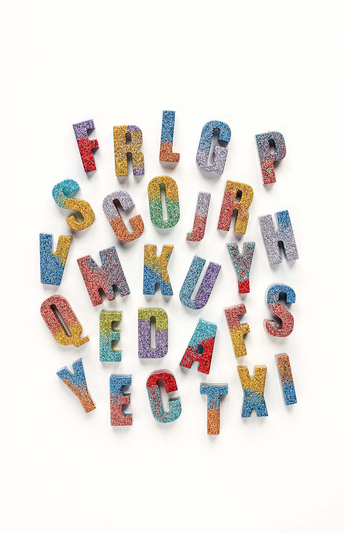 DIY Color Blocked Glitter Magnets